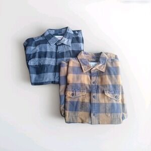 American Eagle Heritage Flannel Shirt Mens Small Mustard Black Buffalo Plaid S